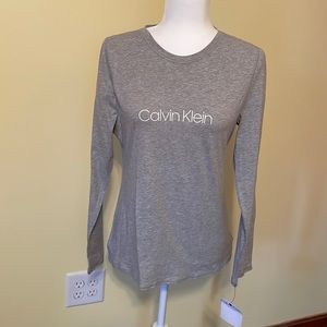 NWT Calvin Klein sleep shirt sleepwear long sleeve gray medium cozy pajamas